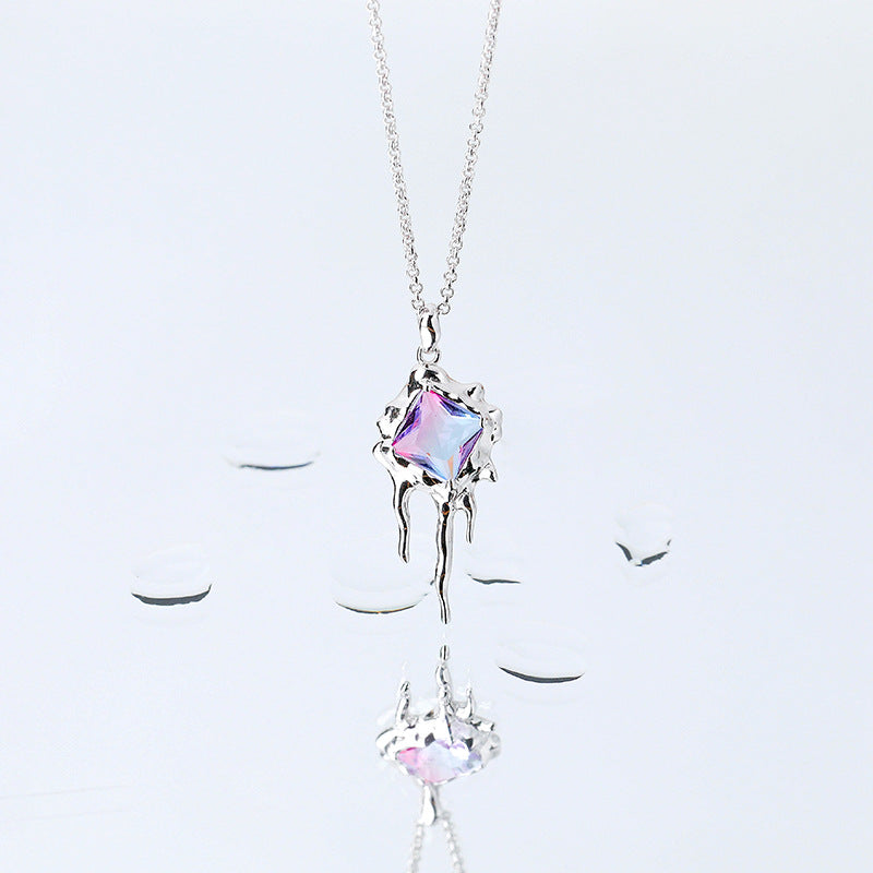 Solid S925 Silver Melting Ice Age Necklace