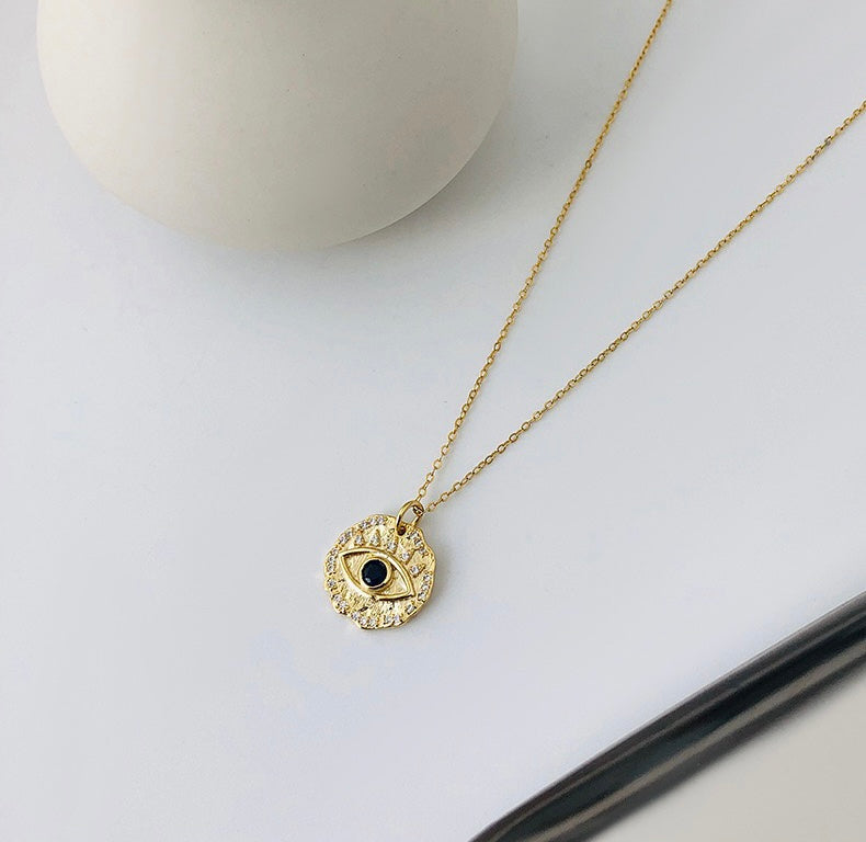 Solid S925 Silver Golden Pupil Necklace