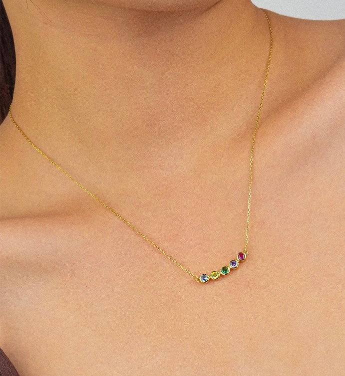 Solid S925 Silver Rainbow Smile Necklace