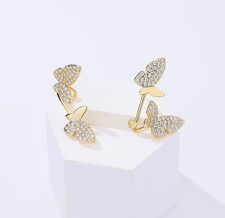 Solid S925 Silver Judy Butterfly Earrings