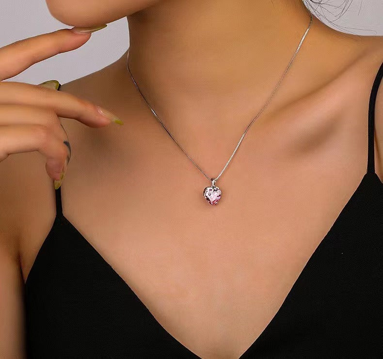 Solid S925 Silver Melting Heart Necklace