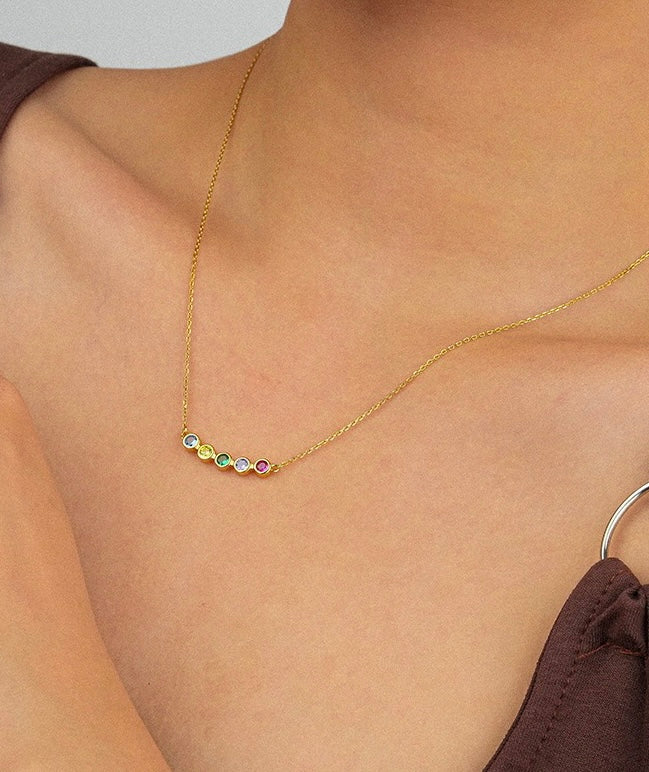 Solid S925 Silver Rainbow Smile Necklace