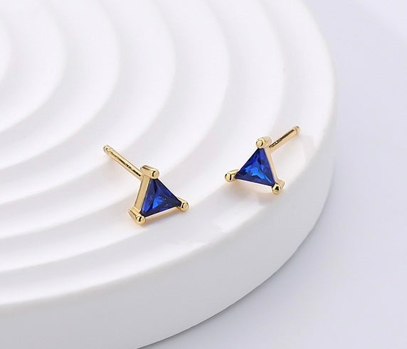 Solid S925 Silver Color Triangle Earrings