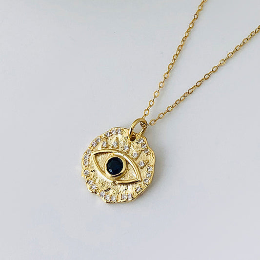 Solid S925 Silver Golden Pupil Necklace