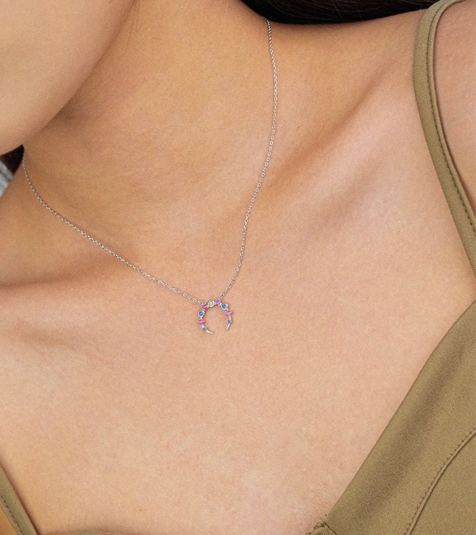 Solid S925 Silver Iris Necklace