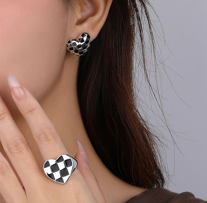 Solid S925 Silver Brave Hearts Earrings