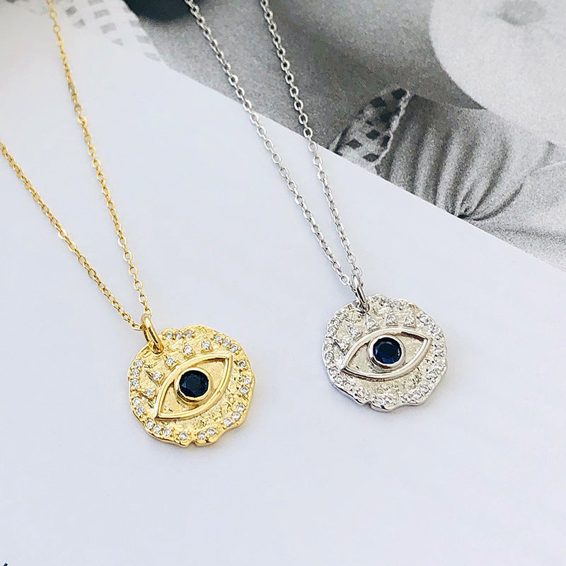 Solid S925 Silver Golden Pupil Necklace