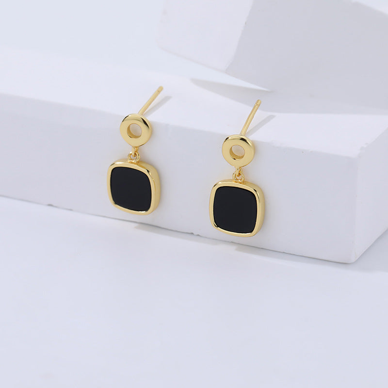 Solid S925 Silver Black Onyx Earrings