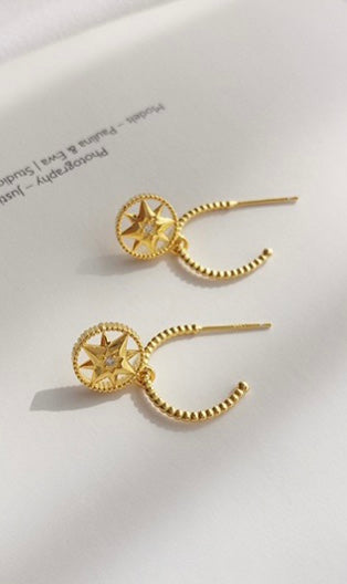 Solid S925 Silver Shining Stars Earrings