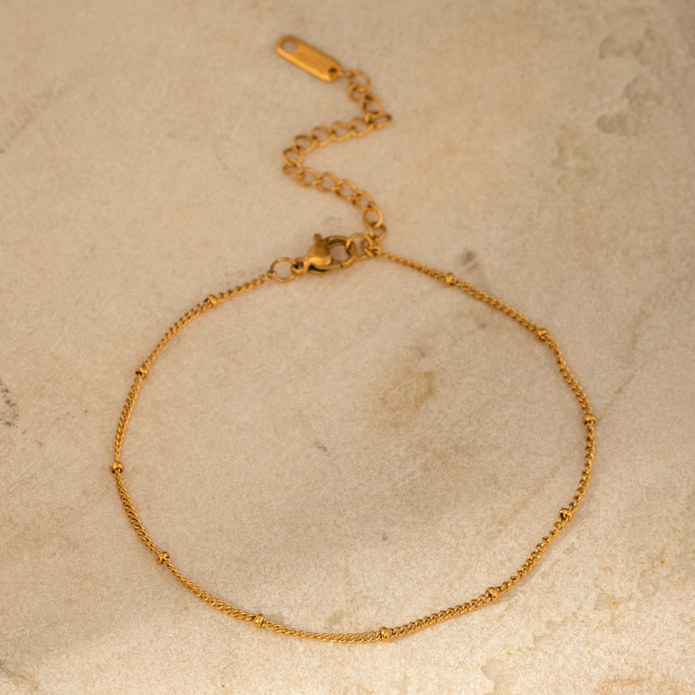 Stainless Steel Golden Bead Anklet