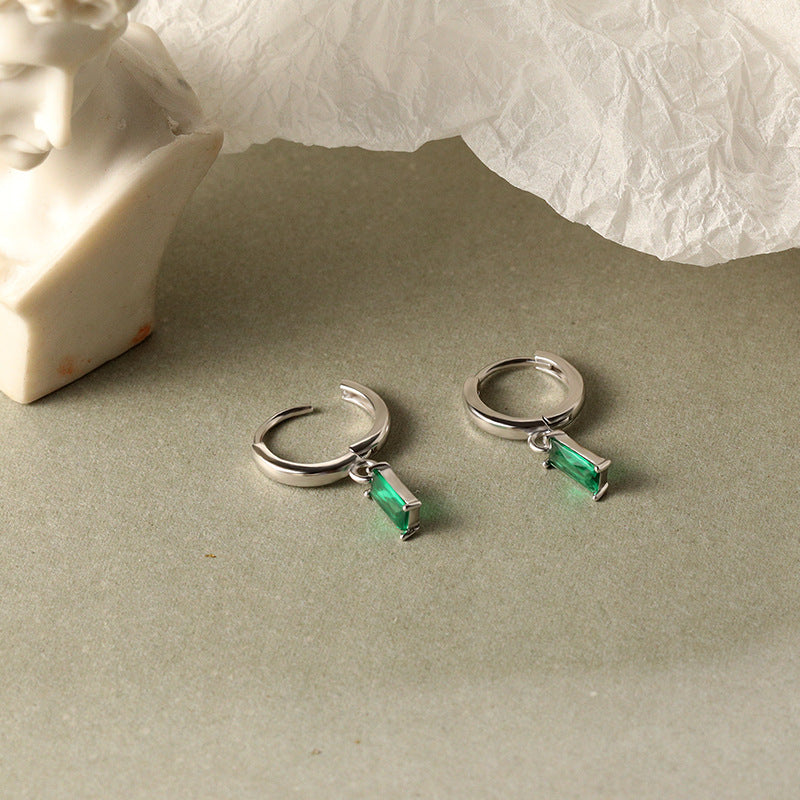 Solid S925 Silver Green Fairy Earrings