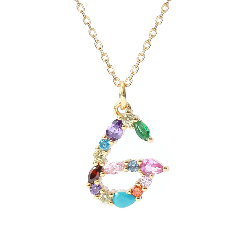 Solid S925 Silver Colorful Letter Necklace