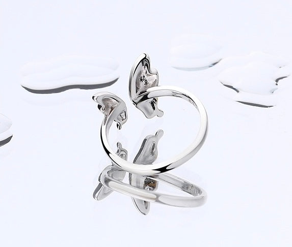 Solid S925 Silver Butterfly On the Finger Ring