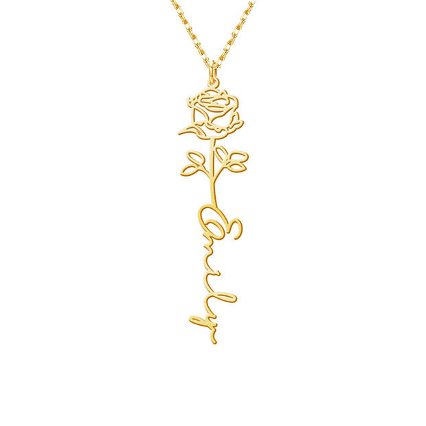 Flower Pendant Name Necklace