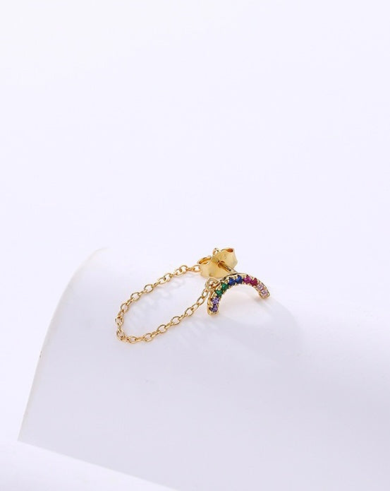 Solid S925 Silver Rainbow Smile Earrings