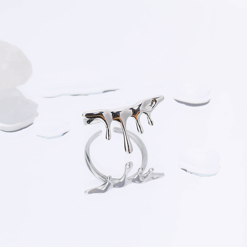 Solid S925 Silver Melting Ripples Ring