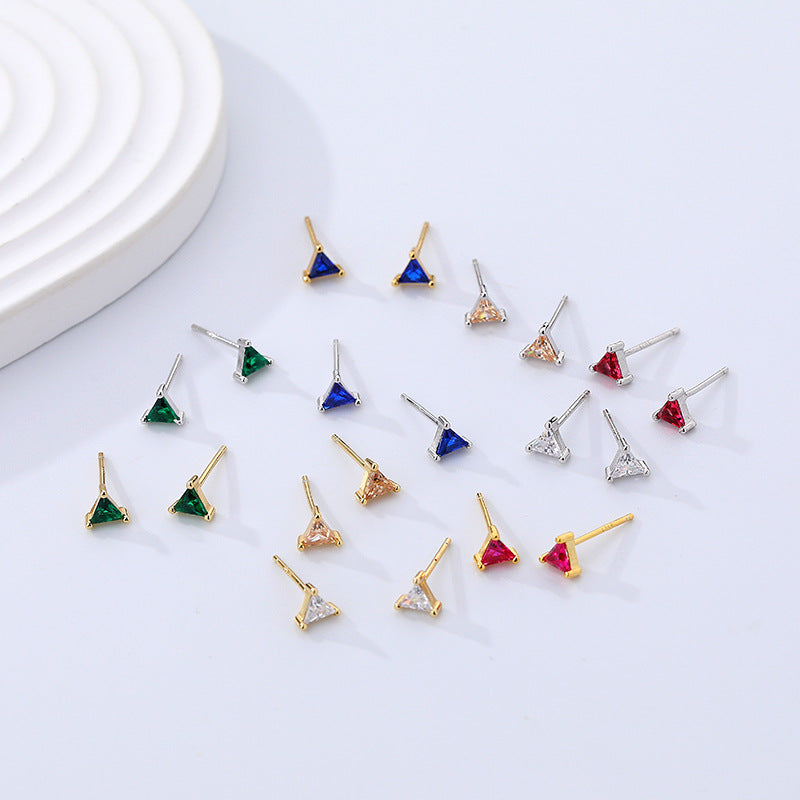 Solid S925 Silver Color Triangle Earrings