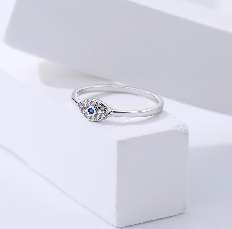 Solid S925 Silver Evil Eye Ring