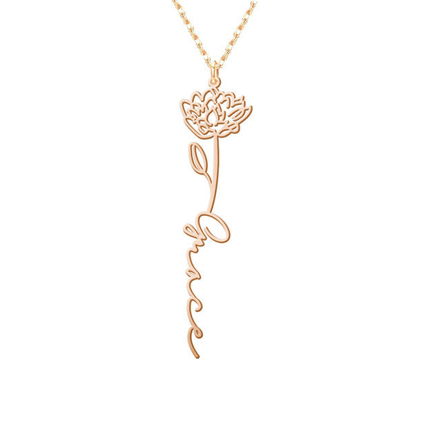 Flower Pendant Name Necklace