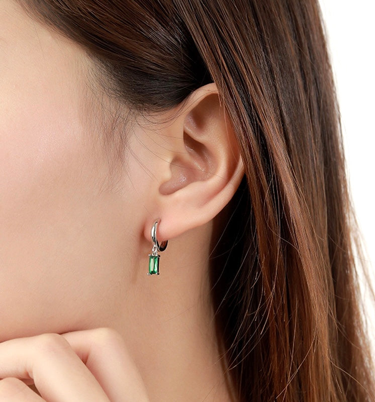 Solid S925 Silver Green Fairy Earrings