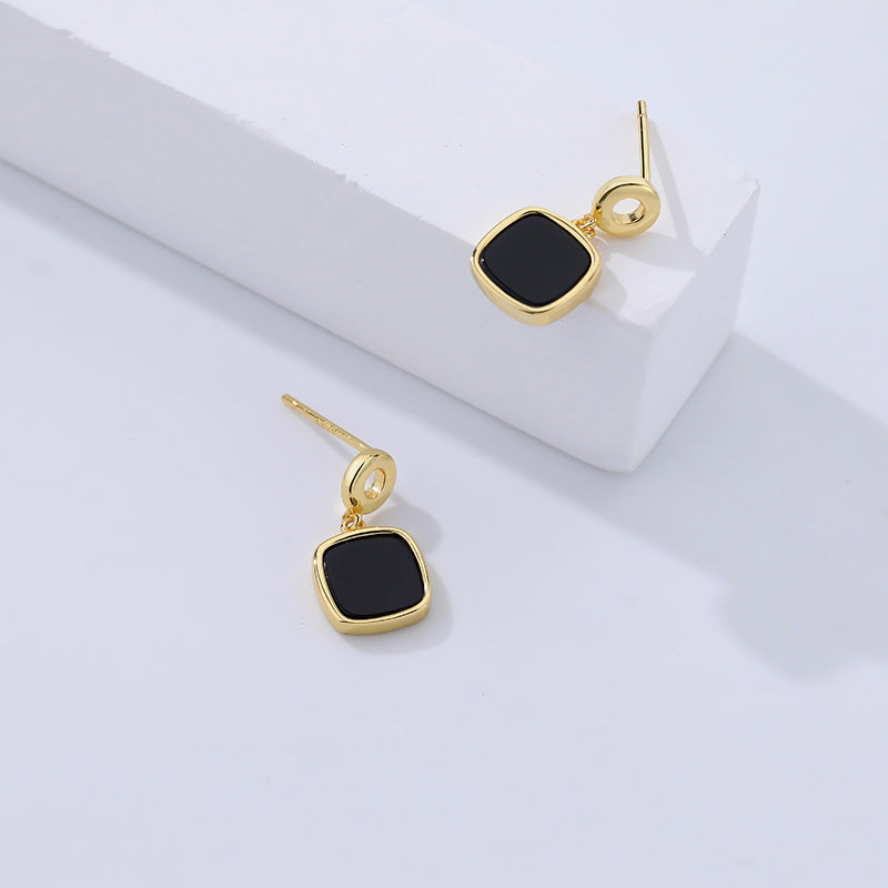 Solid S925 Silver Black Onyx Earrings