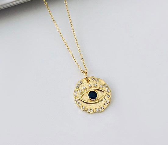 Solid S925 Silver Golden Pupil Necklace