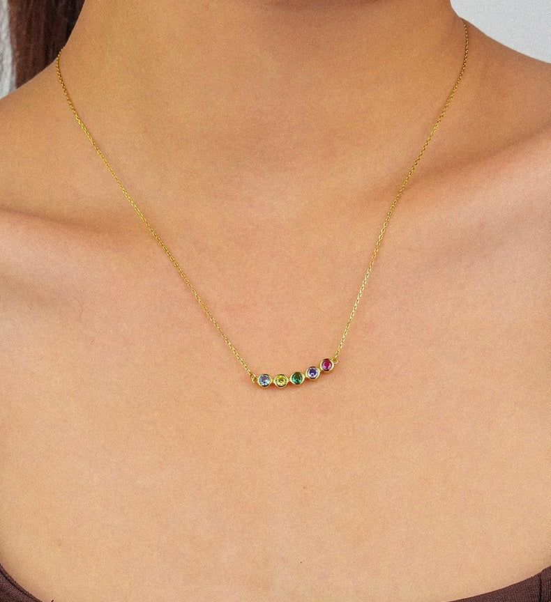 Solid S925 Silver Rainbow Smile Necklace