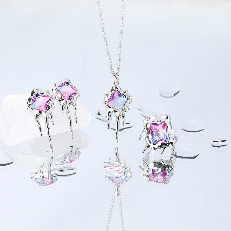 Solid S925 Silver Melting Ice Age Necklace