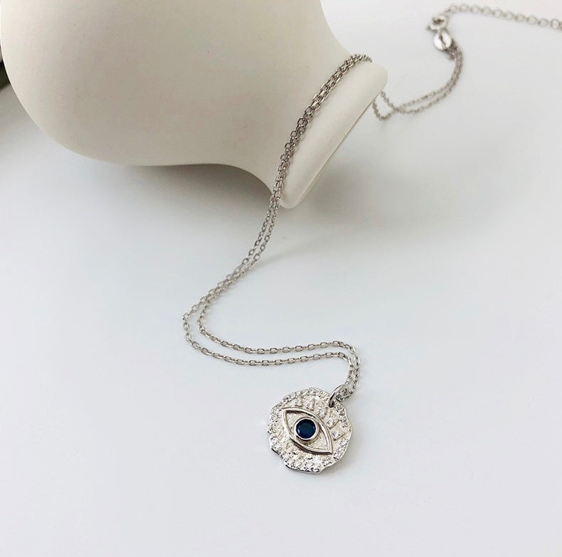 Solid S925 Silver Golden Pupil Necklace