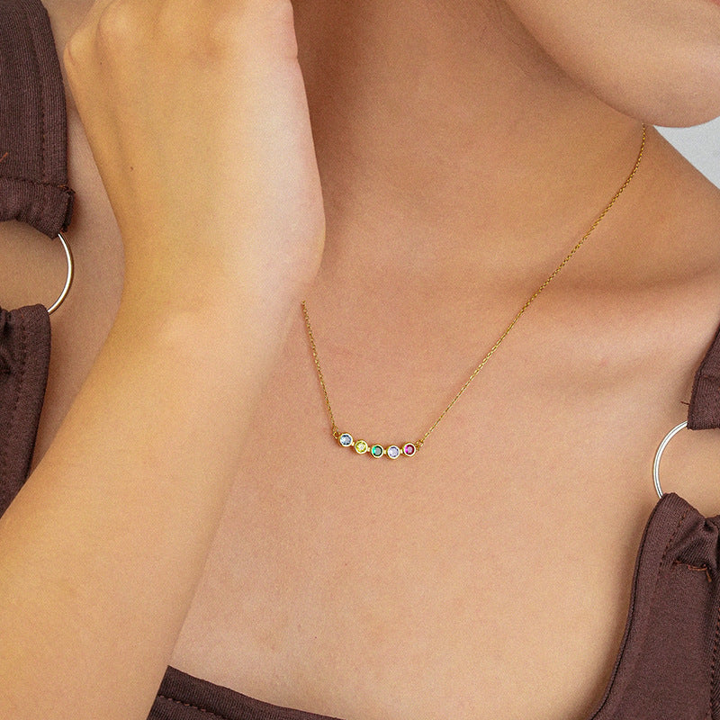 Solid S925 Silver Rainbow Smile Necklace