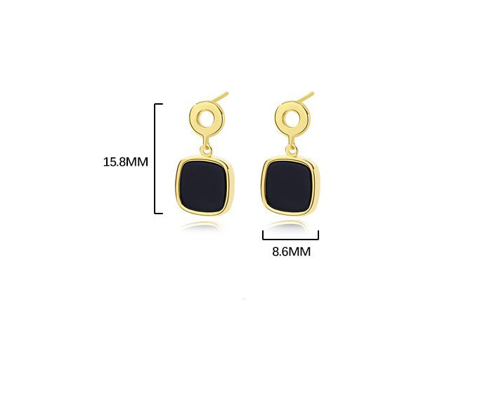 Solid S925 Silver Black Onyx Earrings