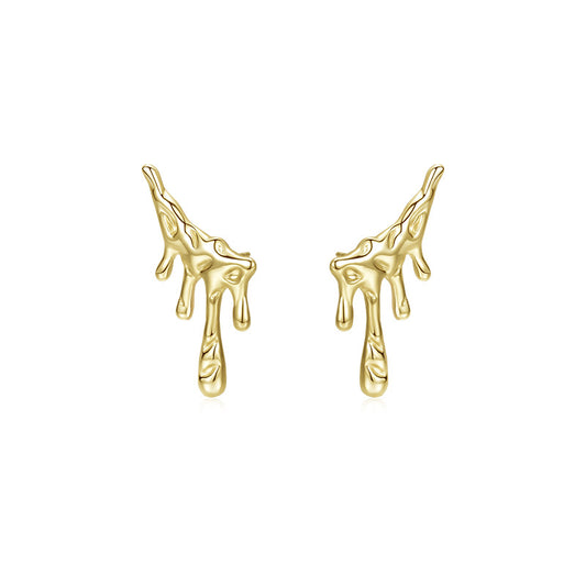 Solid S925 Silver Melting Wings Earrings