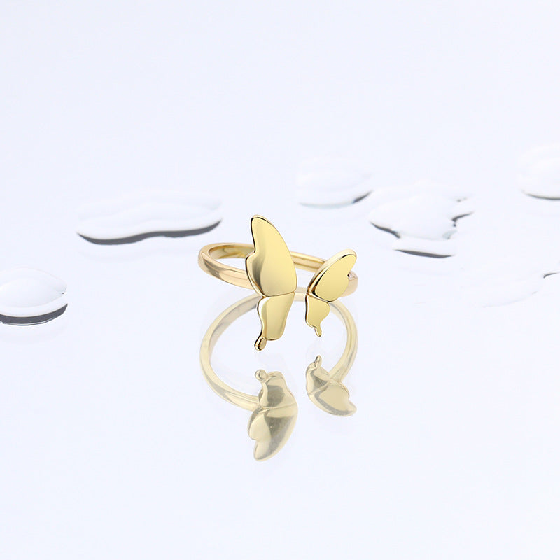 Solid S925 Silver Butterfly On the Finger Ring