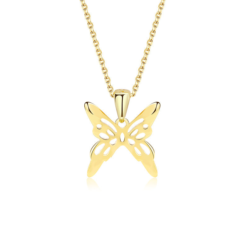 Solid S925 Silver Butterfly Silhouette Necklace