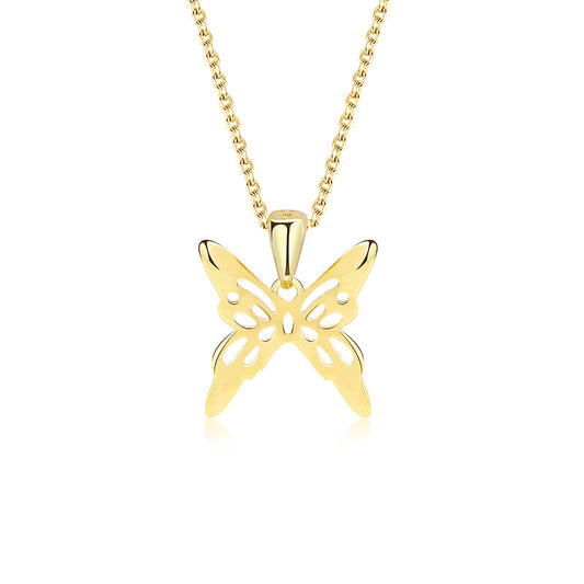 Solid S925 Silver Butterfly Silhouette Necklace