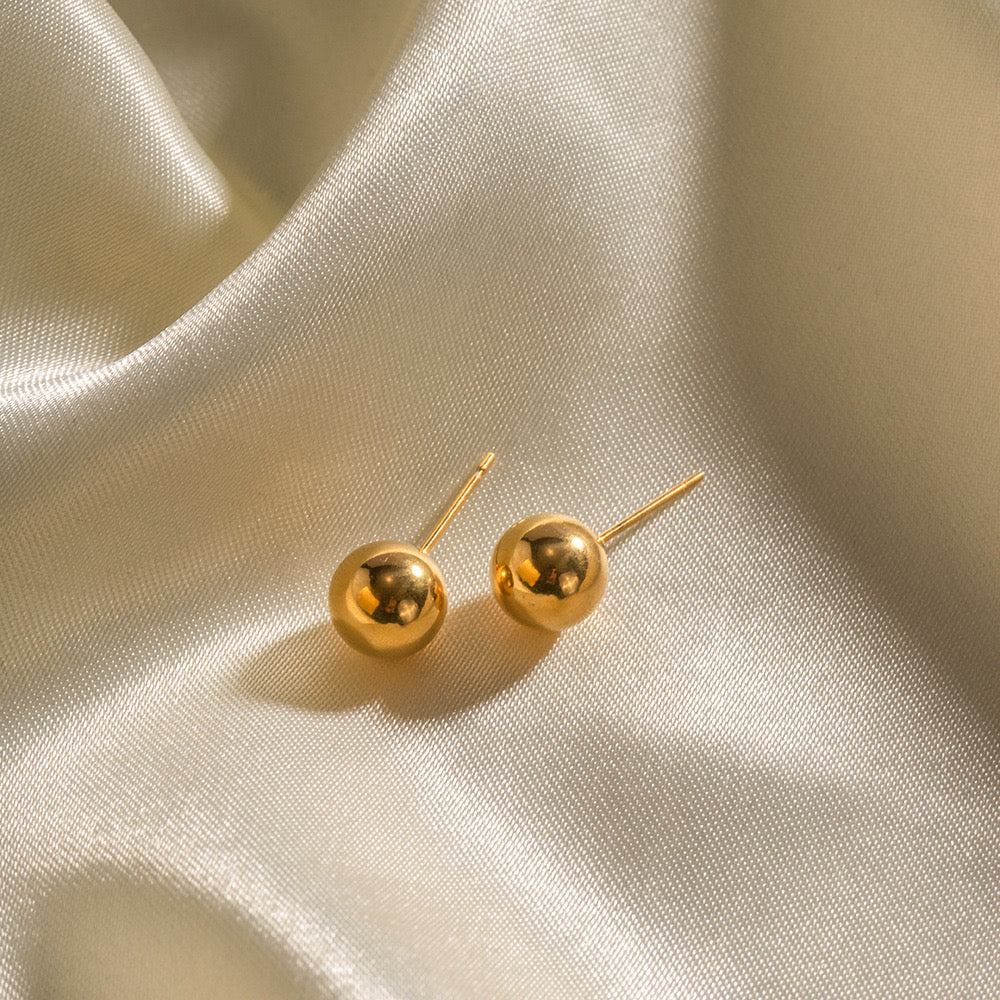 Stainless Steel Golden Bean Earrings