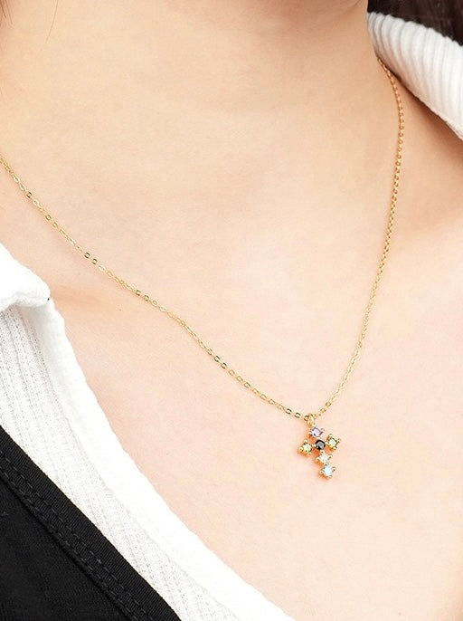 Solid S925 Silver Cross Star Necklace