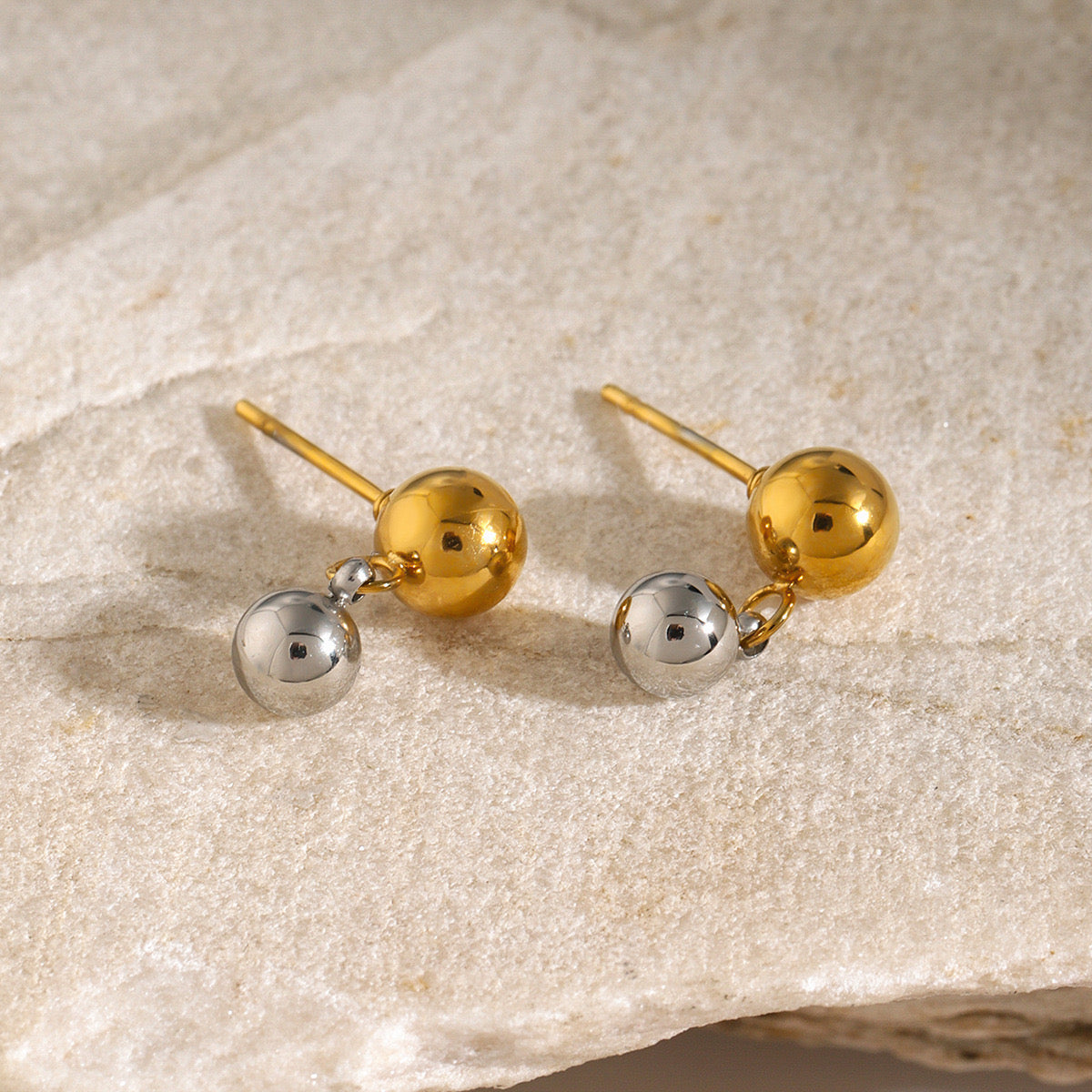 Stainless Steel Golden Planet Earrings