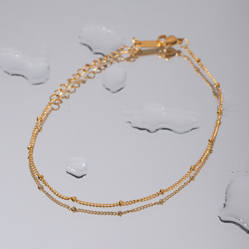 Stainless Steel Golden Bead Anklet