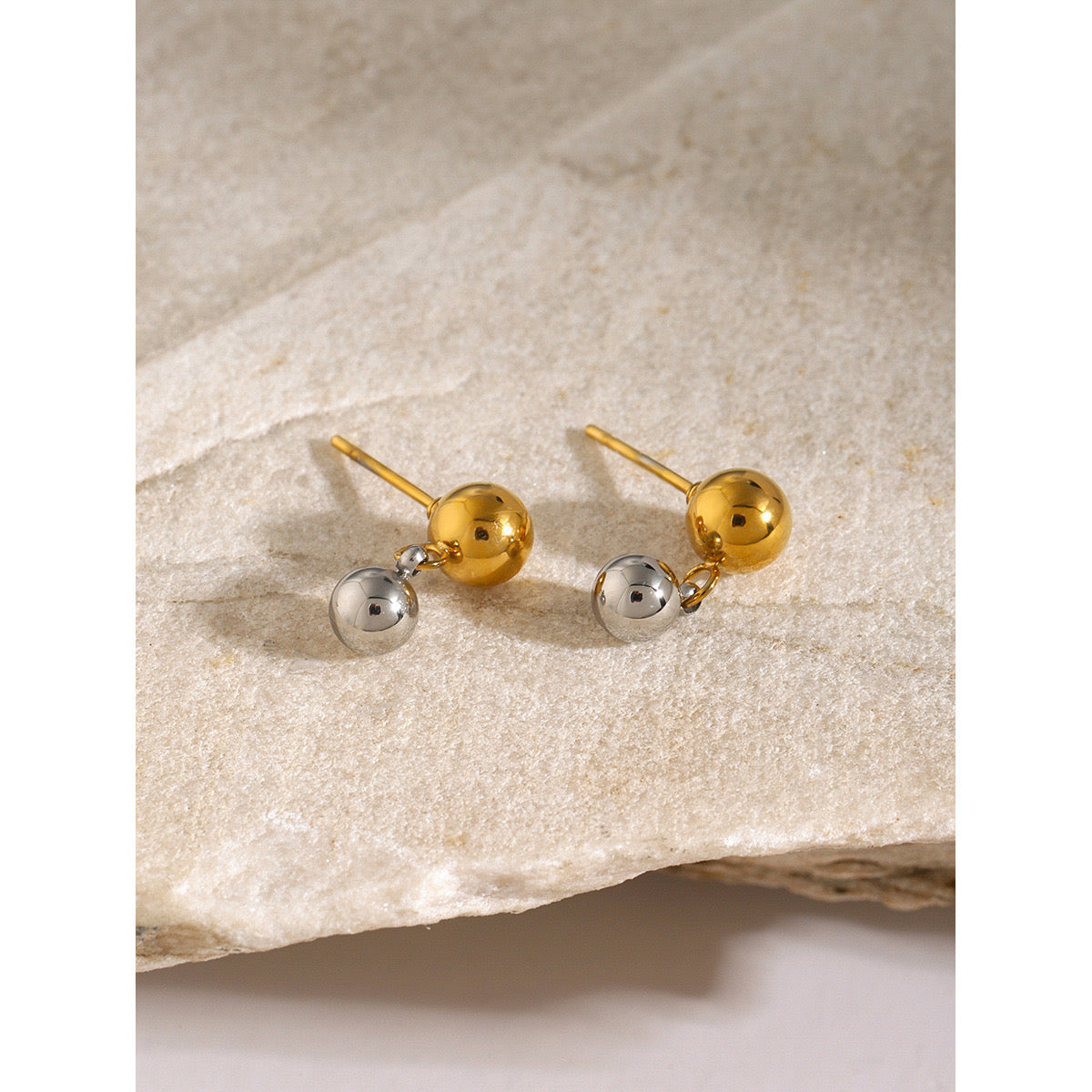 Stainless Steel Golden Planet Earrings