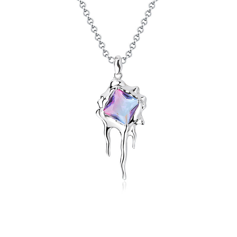 Solid S925 Silver Melting Ice Age Necklace