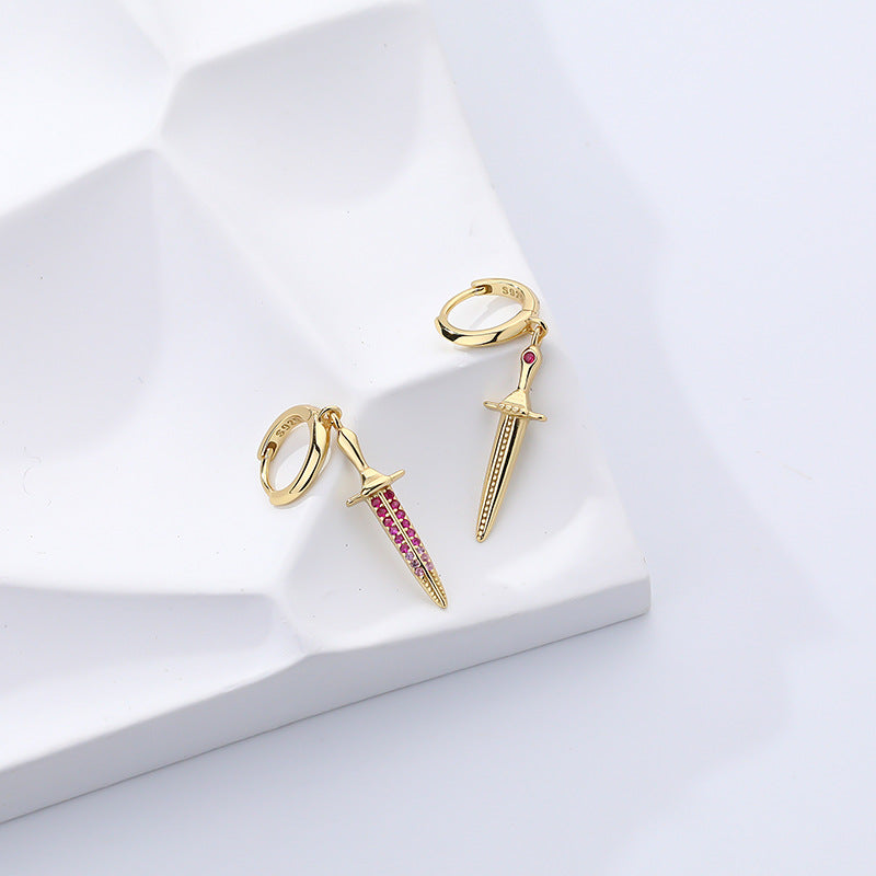 Solid S925 Silver Knight's Sword Earrings