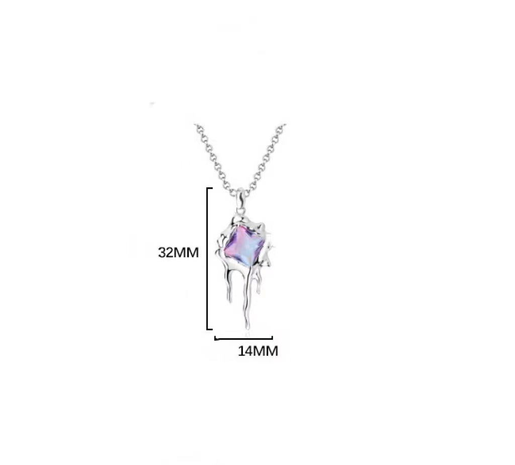 Solid S925 Silver Melting Ice Age Necklace