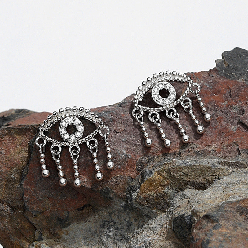 Solid S925 Silver Lucky Eye Earrings