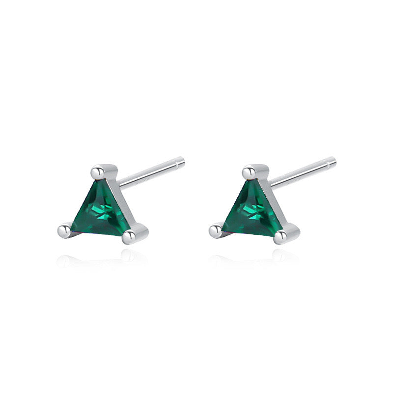 Solid S925 Silver Color Triangle Earrings