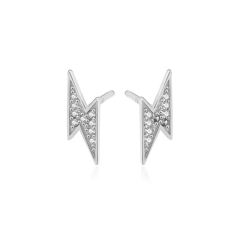 Solid S925 Silver Lightning Earrings