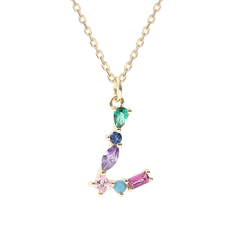 Solid S925 Silver Colorful Letter Necklace