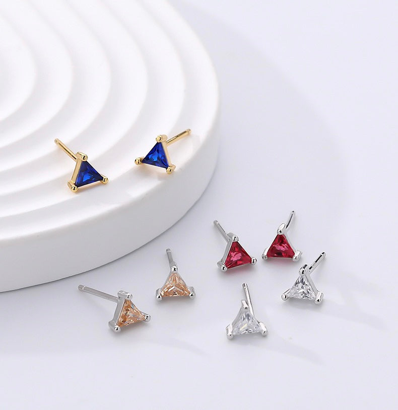 Solid S925 Silver Color Triangle Earrings