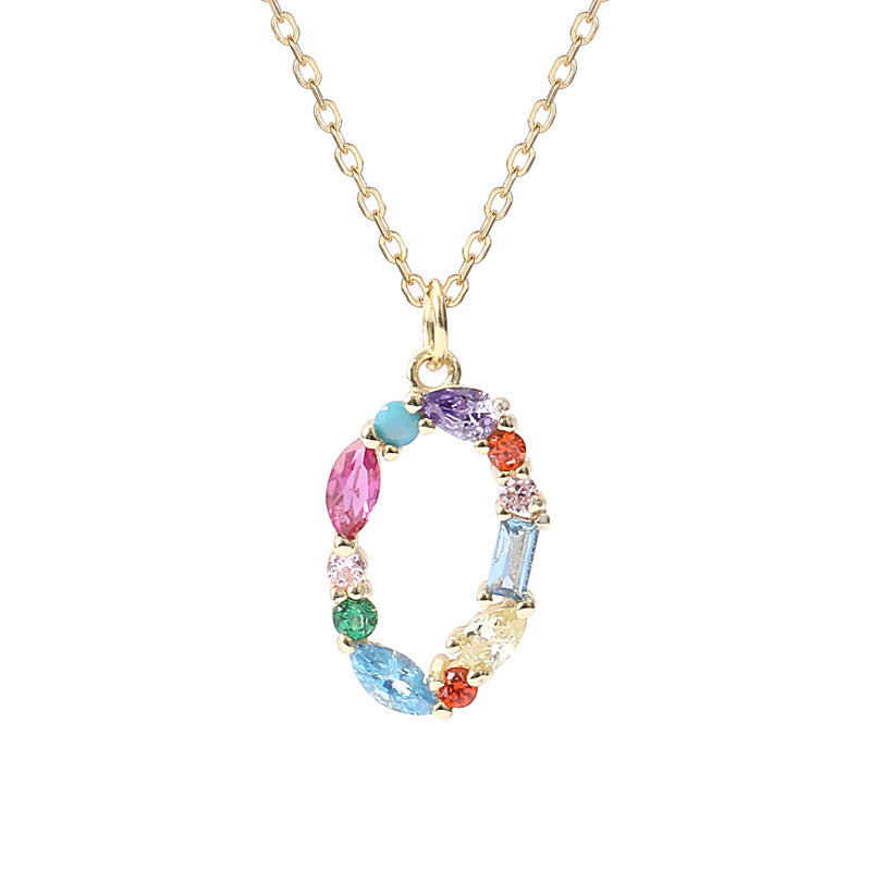 Solid S925 Silver Colorful Letter Necklace