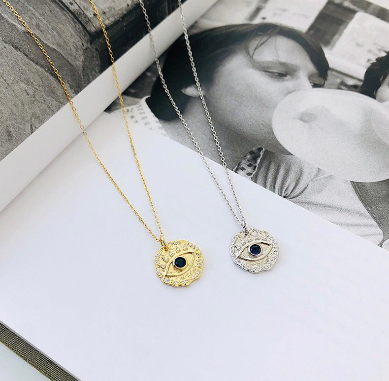 Solid S925 Silver Golden Pupil Necklace